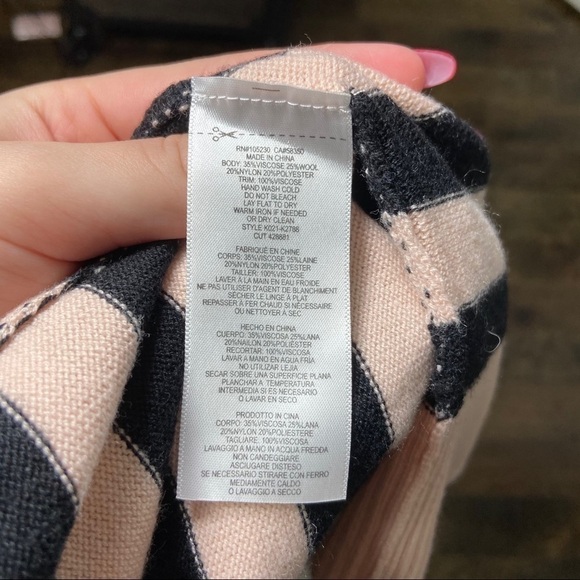 JOIE Gabbe stripped polo sweater pink black stripe size small - Picture 9 of 9